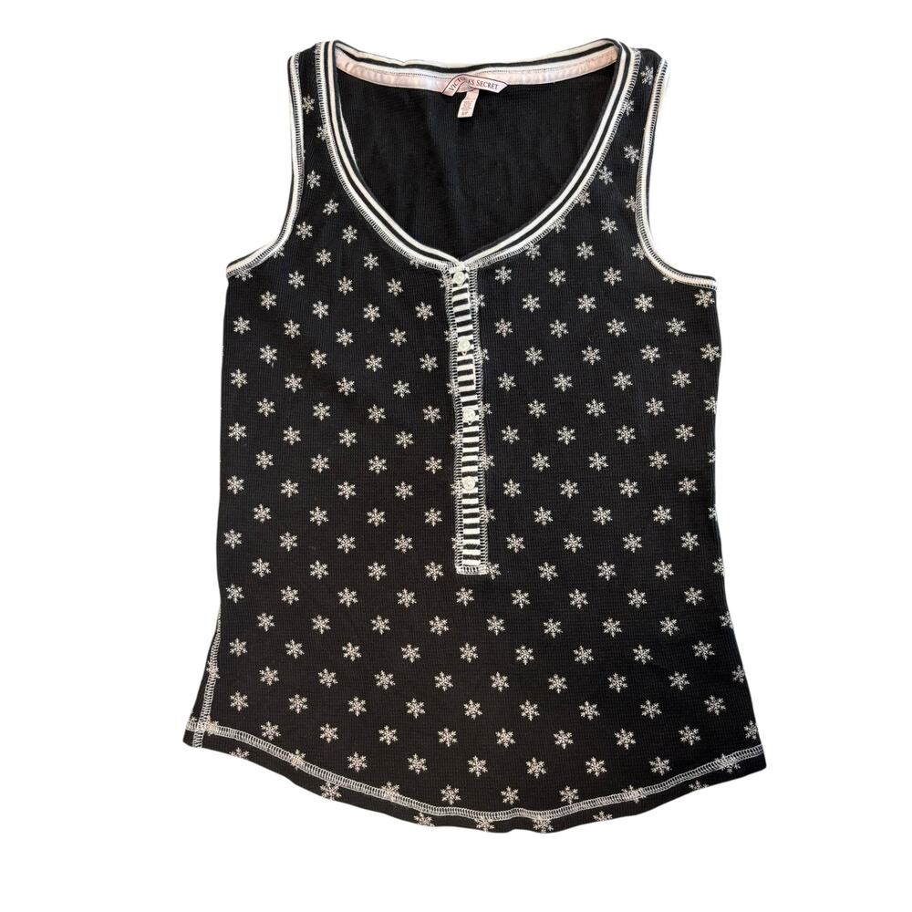 VICTORIA SECRET WAFFLE KNIT HOLIDAY SNOWFLAKE TANK TOP SIZE SMALL